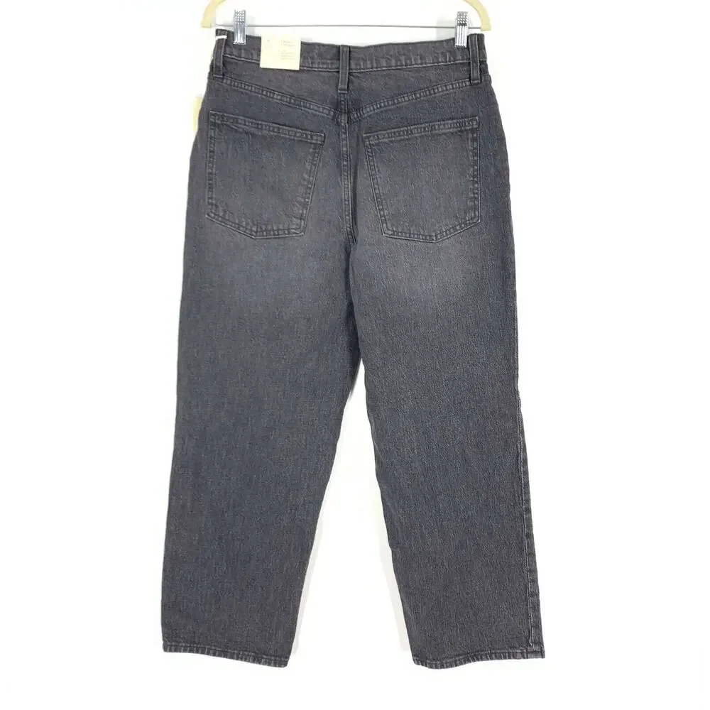 Universal Thread Size‎ 10 High-Rise Vintage Straight Cropped Jeans Charcoal Wash